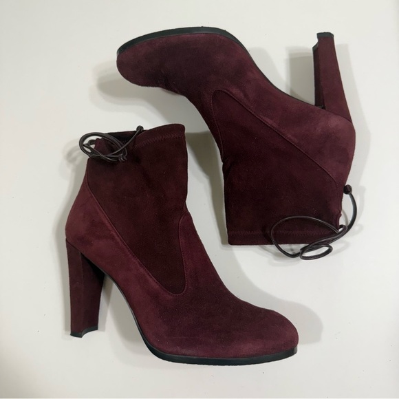 Stuart Weitzman Perfection Bootie Heeled Sock Bootie Currant Size 7.5 - Picture 3 of 11